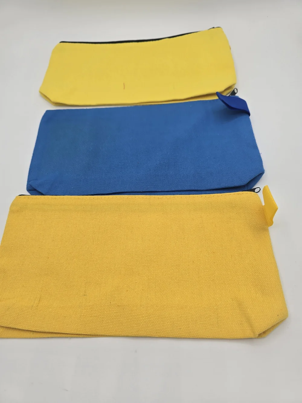 3 Pack Faith-Themed Yellow & Blue Cosmetic Or Pencil Pouches - Unbranded - New